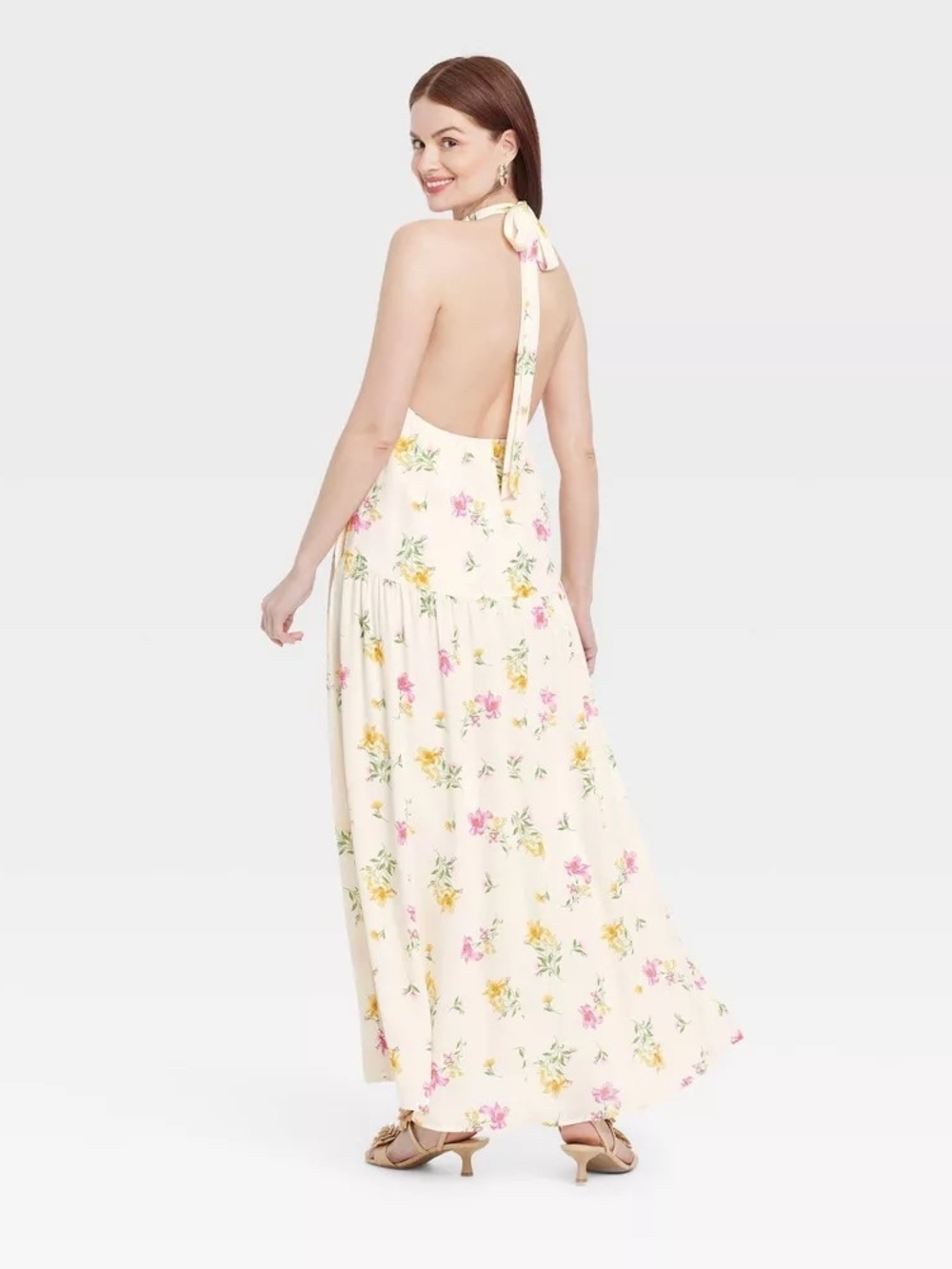 a new day Cream Floral Halter Maxi Dress